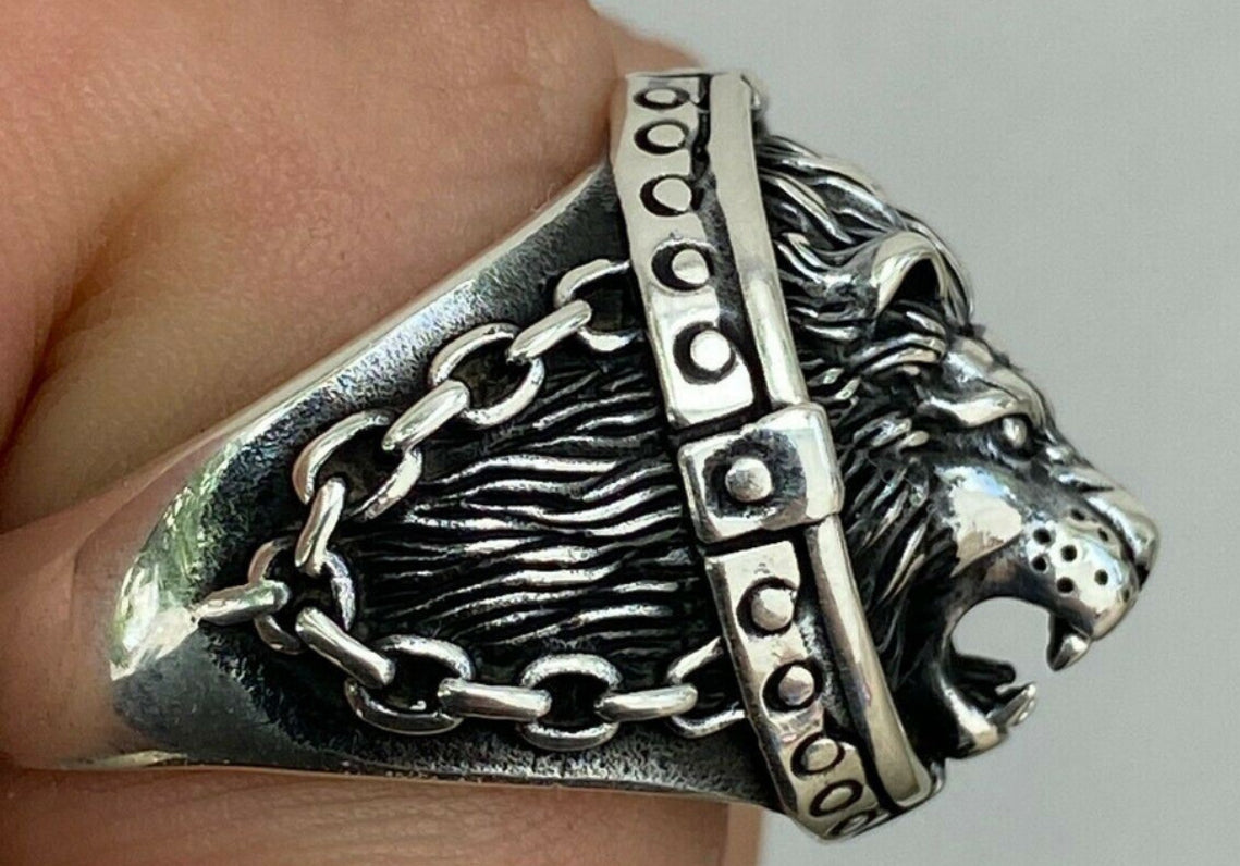 Sterling Silver King Lion of Judah Rasta Ring for Men