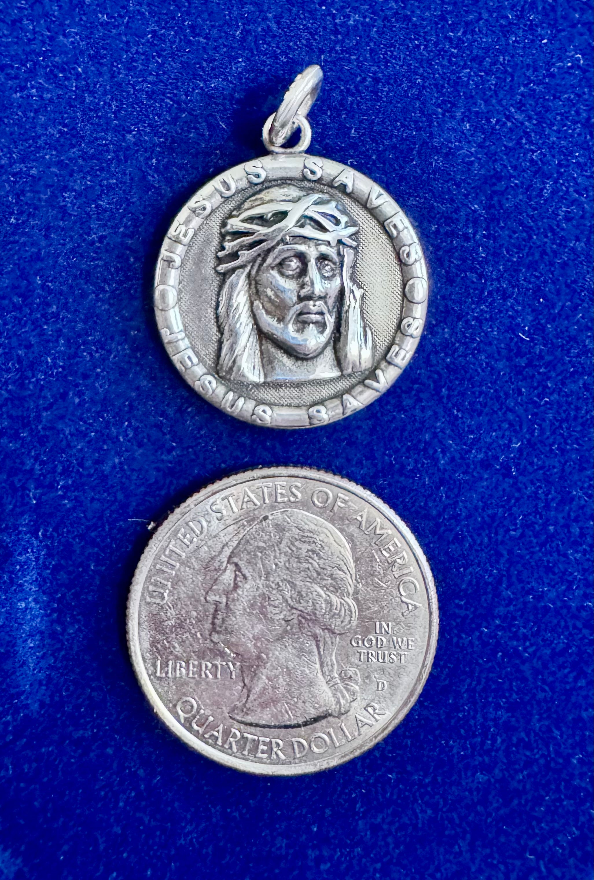 Sterling Silver Jesus Saves Pendant for Men and Women