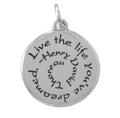 Sterling Silver "Live the Life" Pendant Necklace for Men and Women on 18-inch Sterling Silver 1mm Box Chain