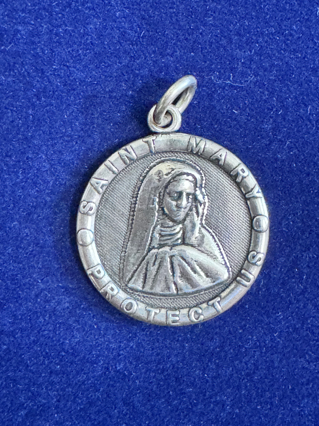 Sterling Silver St. Mary Protect Us Pendant for Men and Women