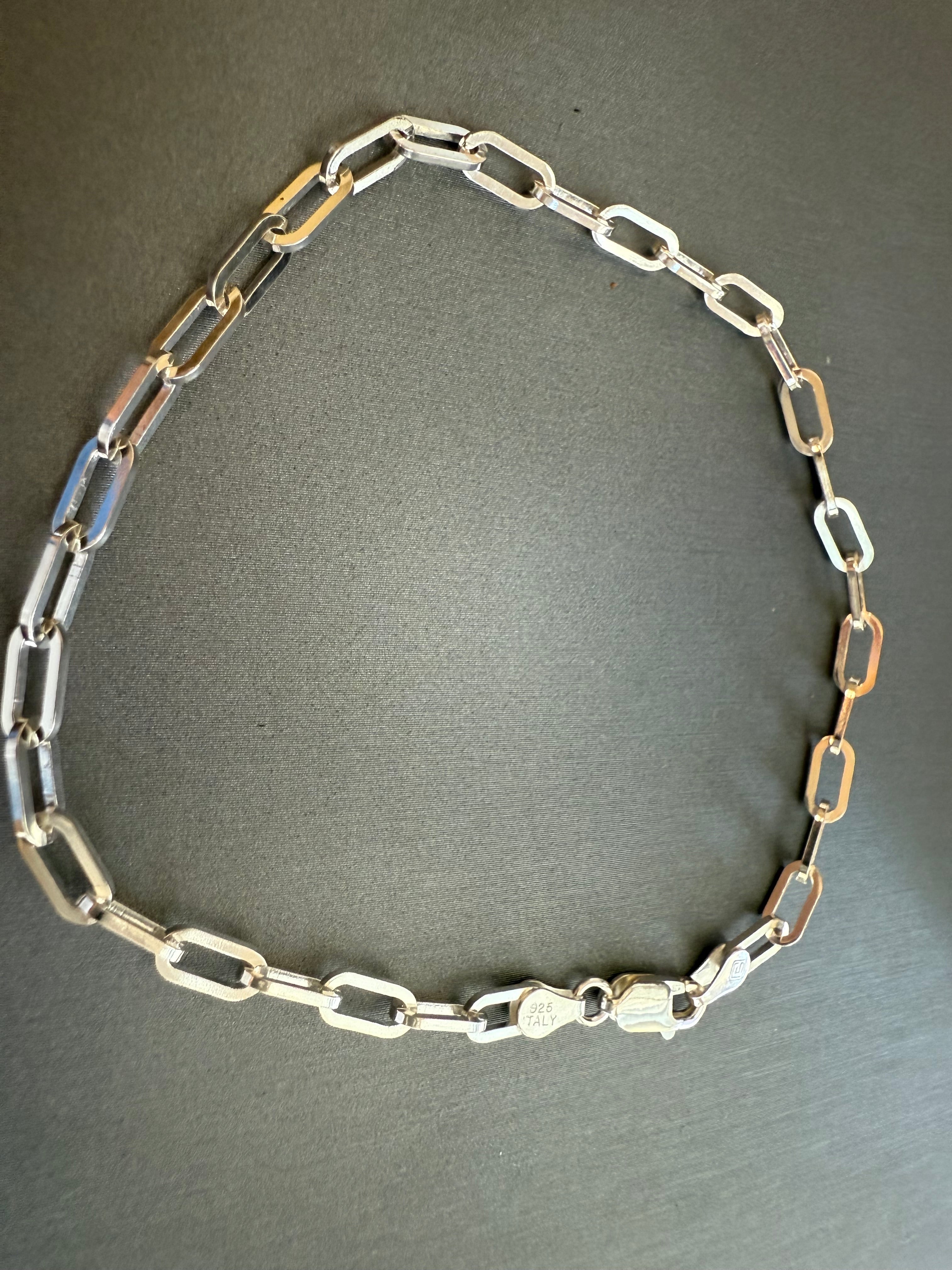 Sterling Silver 9" Paperclip Bracelet for Women