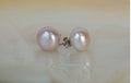 Cultured Freshwater Pink Button Pearl and Sterling Silver Earrings