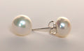Cultured Freshwater White Button Pearl and Sterling Silver Earring