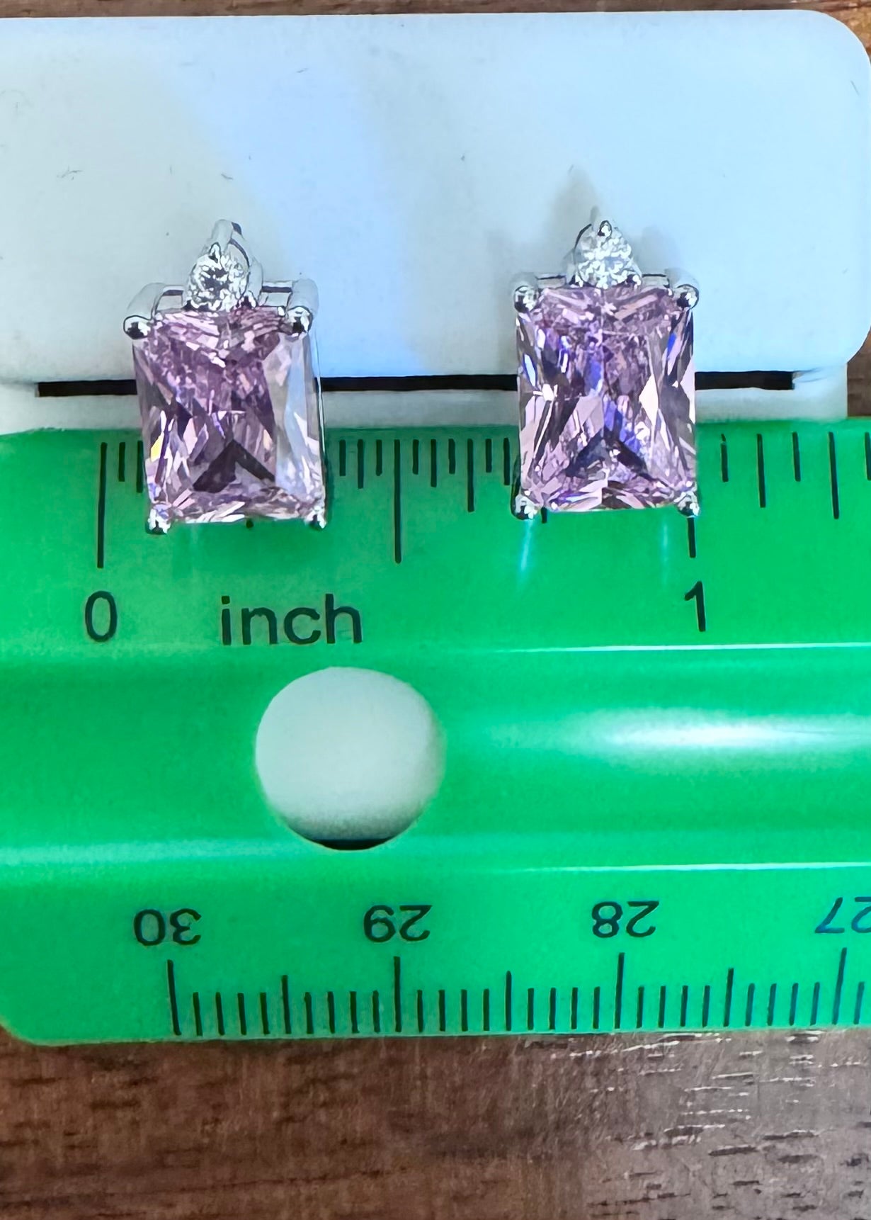 Sterling Silver Rectangular Purple CZ Earrings