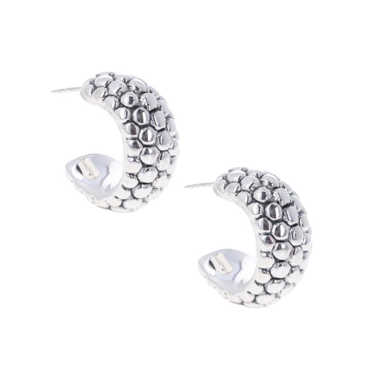 Sterling Silver Puff Hoops for Women
