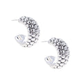 Sterling Silver Beaded Puff Hoops