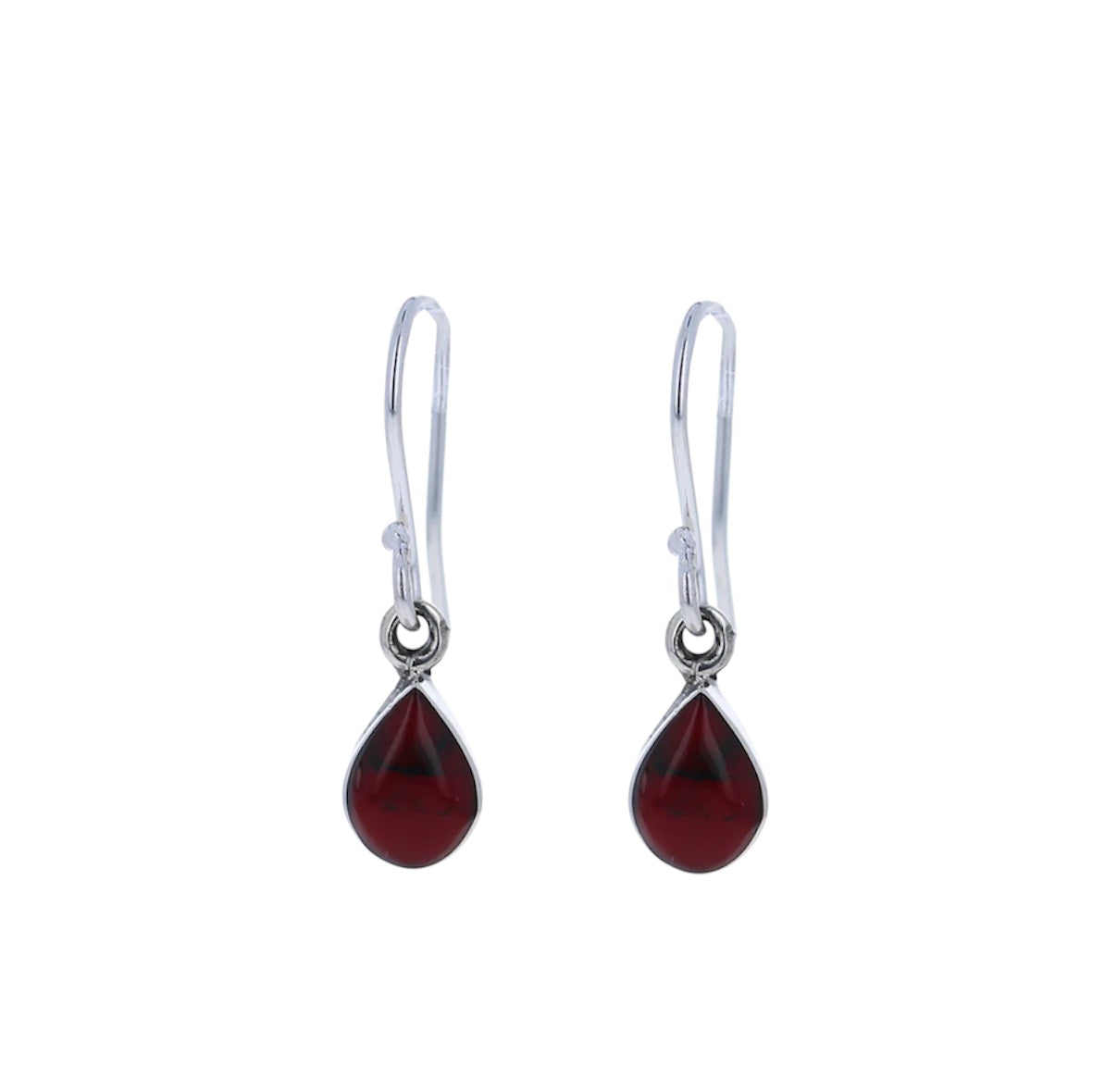Sterling Silver Red Jasper Small Teardrop Earrings