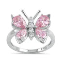Sterling Silver Pink CZ Butterfly Ring