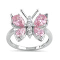 Sterling Silver Pink CZ Butterfly Ring