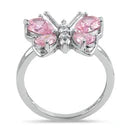 Sterling Silver Pink CZ Butterfly Ring
