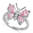 Sterling Silver Pink CZ Butterfly Ring