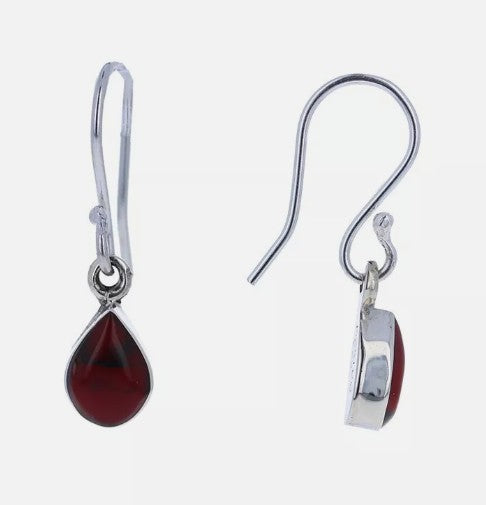 Sterling Silver Red Jasper Small Teardrop Earrings