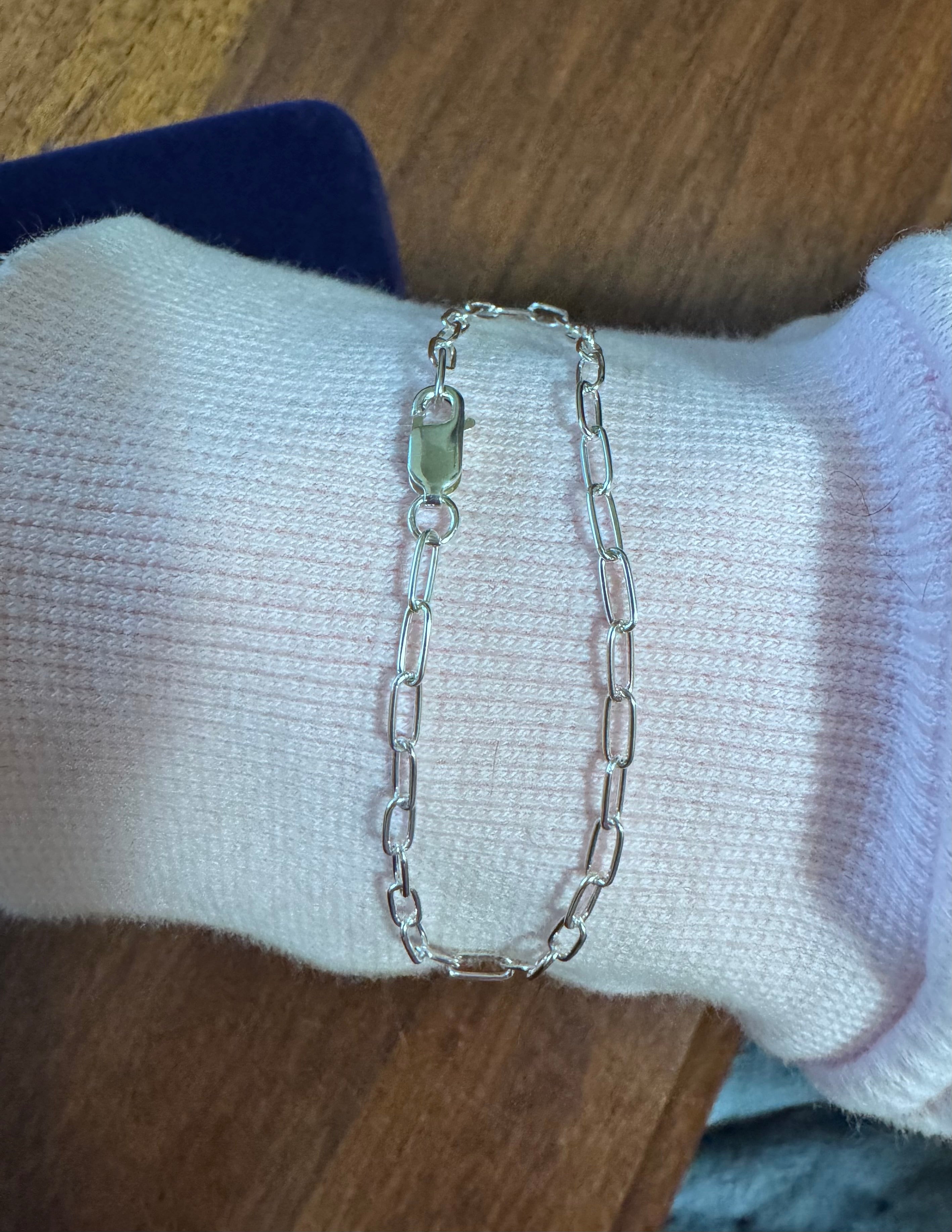 Sterling Silver 2.5mm Paperclip  7-Inch Bracelet