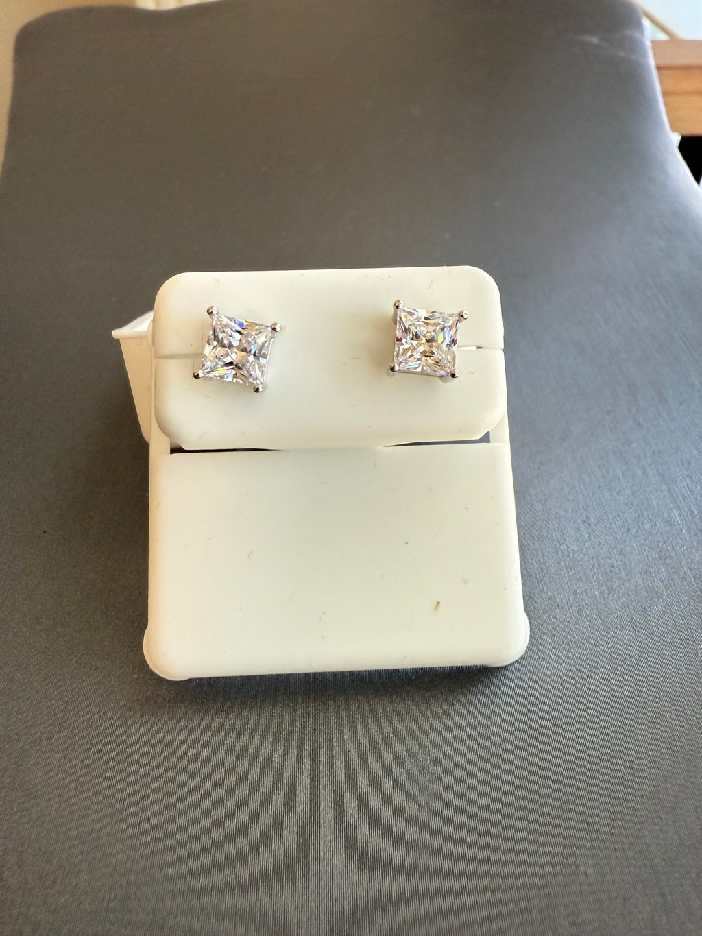 925 Sterling Silver 5mm Cubic Zirconia Square Studs (Basket Setting)