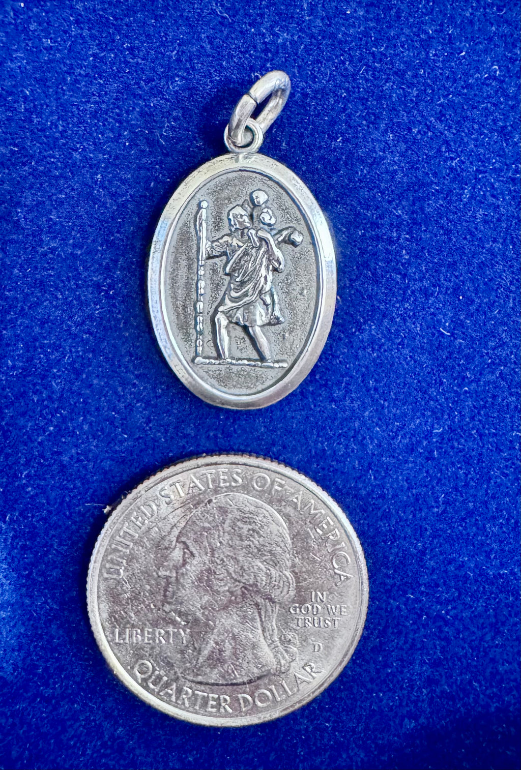 Sterling Silver St. Christopher/Pray for Us Pendant for Men and Women