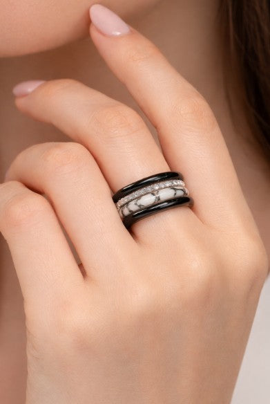 Sterling Silver Onyx Stacking Band