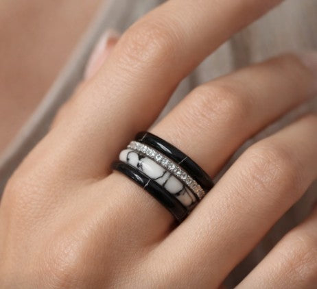 Sterling Silver White Howlite Stacking Band