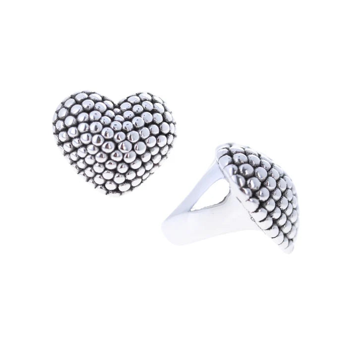 Sterling Silver Antiqued Puff Heart Ring for Women