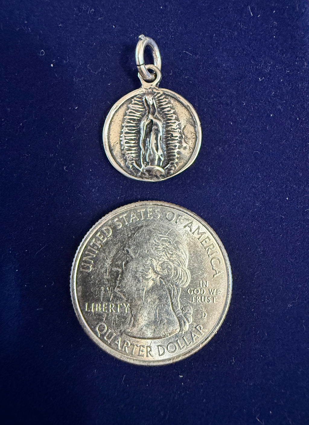 Sterling Silver Virgin of Guadalupe/Sacred Heart of Jesus Charm