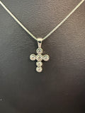 CZ Bezel Cross on a 16" or 18" 1mm Sterling Silver Box Chain with Spring Ring Clasp