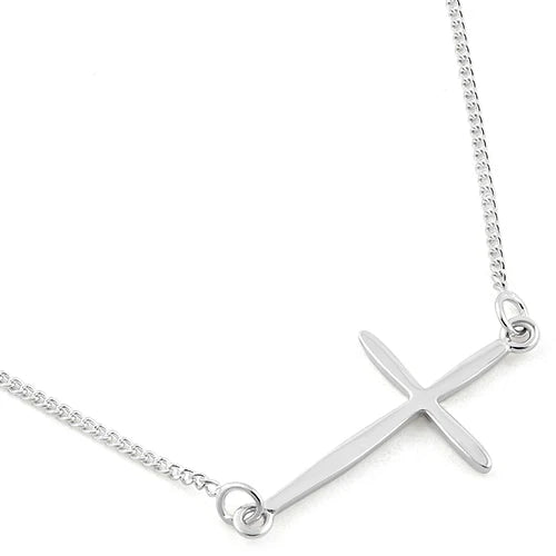 .5-inch Sterling Silver Cross in 16-inch Sterling Silver Box Chain Necklace