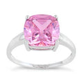 Sterling Silver Cushion Cut Pink CZ Ring