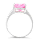 Sterling Silver Cushion Cut Pink CZ Ring