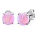 Small Sterling Silver Pink Lab Opal Earrings