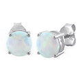 Small Sterling Silver White Lab Opal Earrings