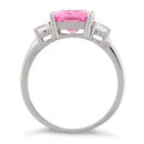 Sterling Silver Rectangular Pink CZ Ring