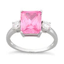 Sterling Silver Rectangular Pink CZ Ring