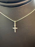 Small Sterling Silver Cross with Nice Bail on a 16" or 18" 1mm Sterling Silver Box Chain with Spring Ring Clasp